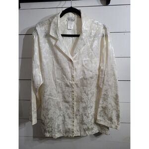 Vintage Character Large Womens Pajama Top Ivory Label Large Floral Print